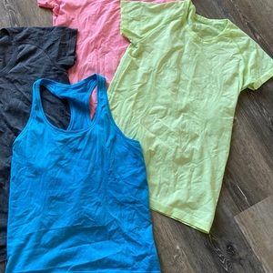 Lululemon tank top and shirt blue and green 10
